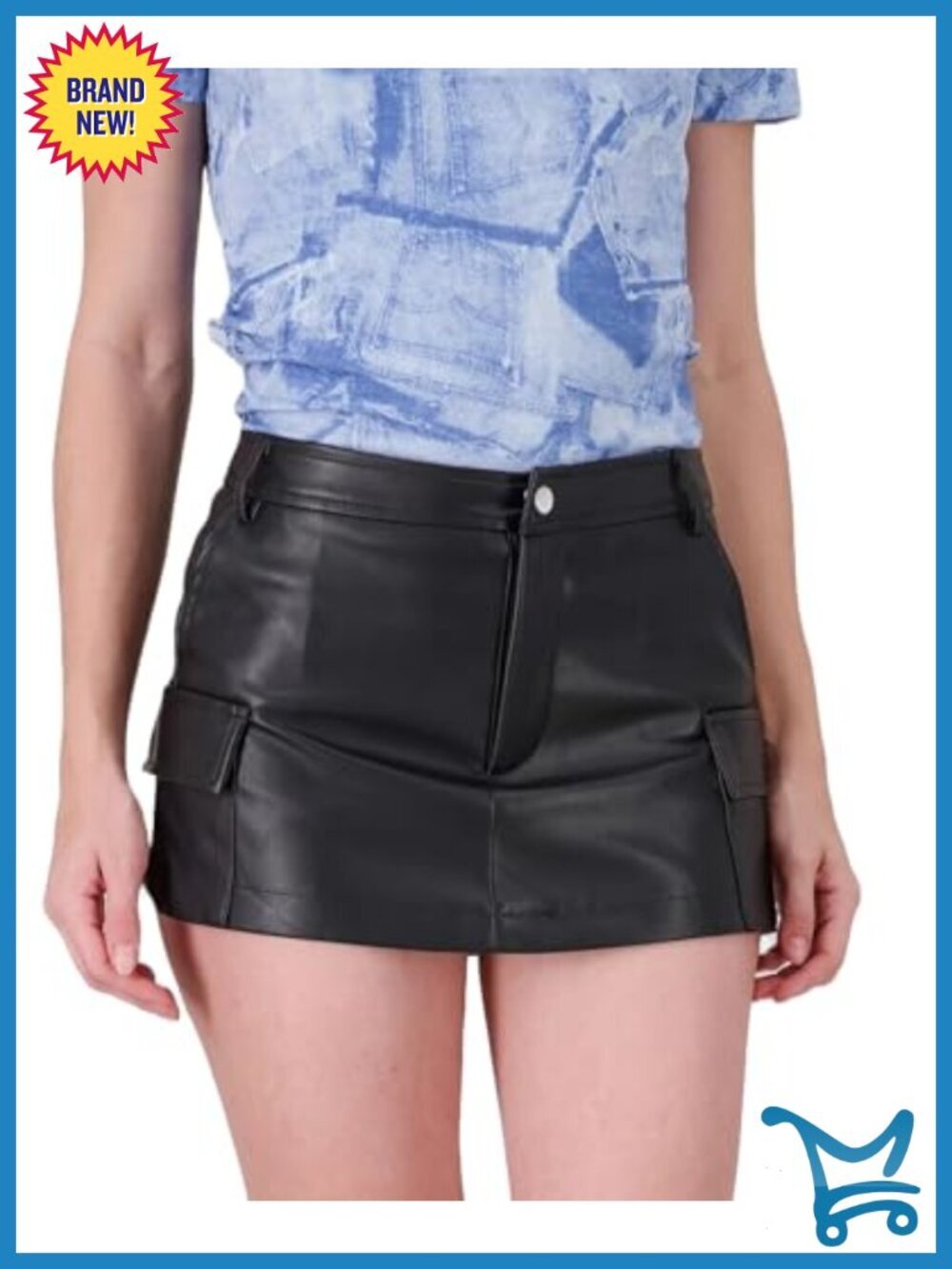 Faux Leather Skorts Stretchy Cargo Skort Mini Skort for Women Party